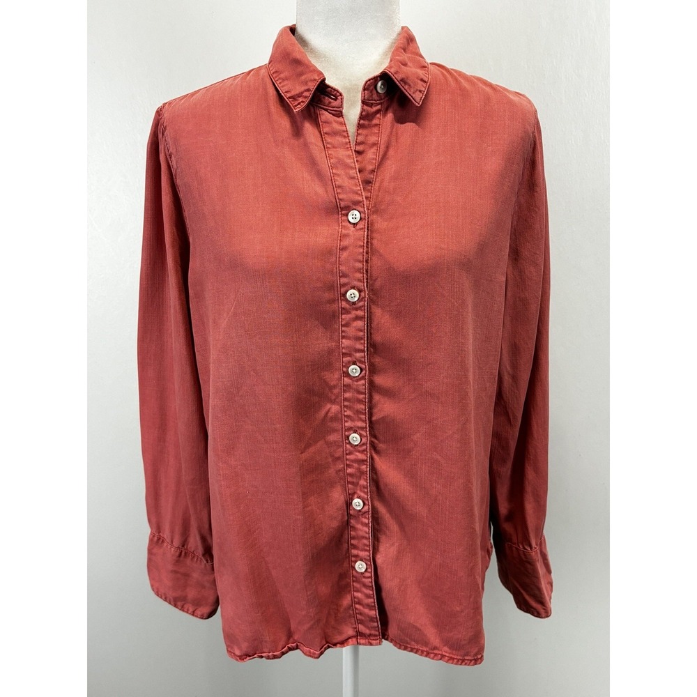 Chicos Button Up Top Shirt 2 US 12 14 Tencel Pink Womens